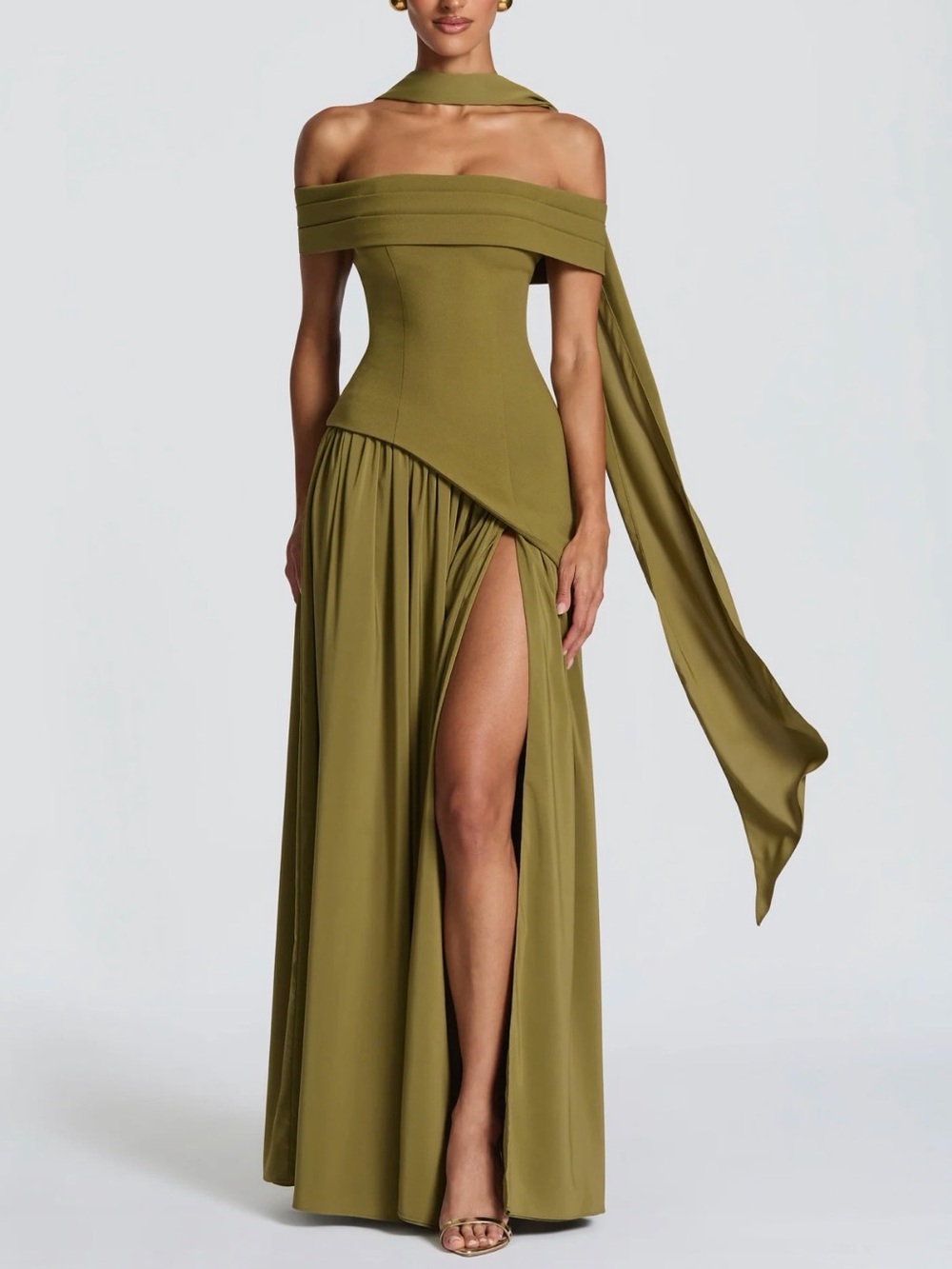 Delilah Maxi Skirt - Deep Olive - Never Worn - Bridesmaid Dress